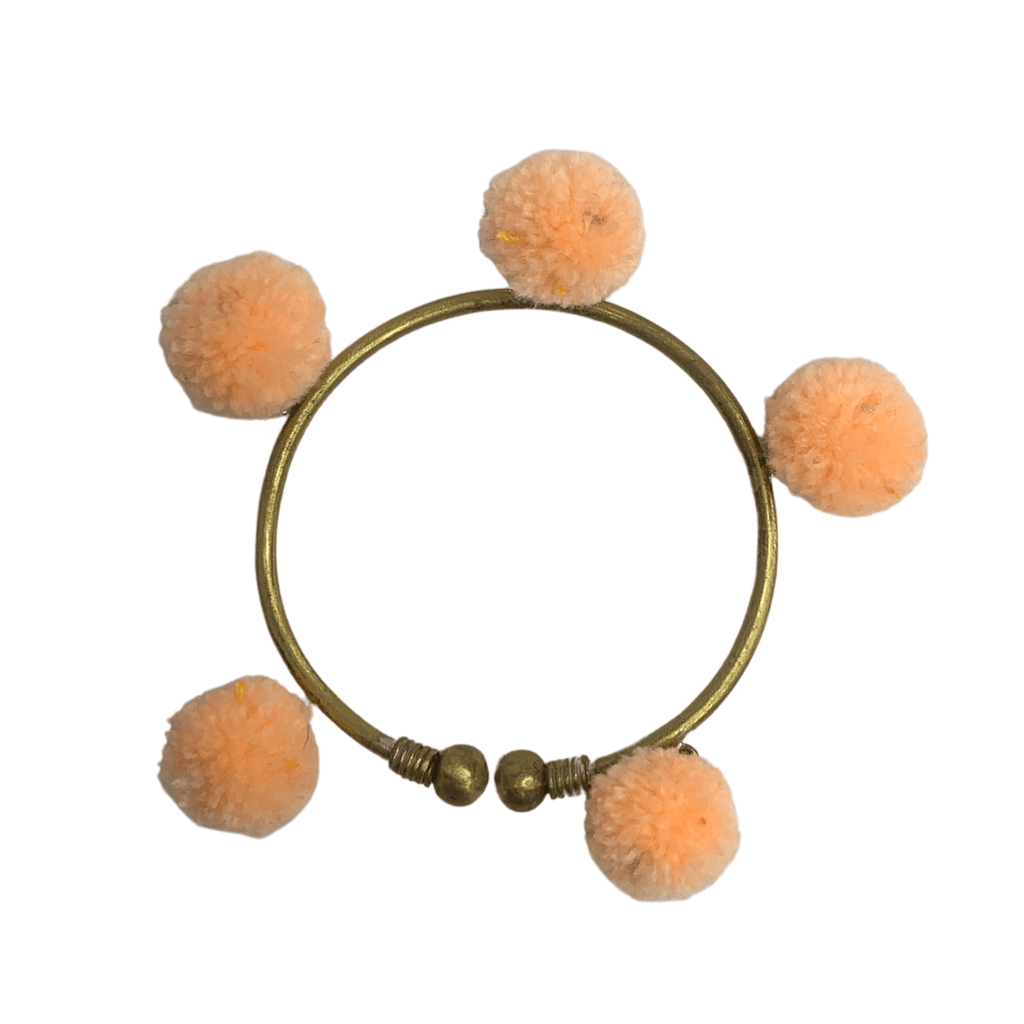 PomPom Brass Cuff Bracelet - Thailand Jewelry La Vie Bien PomPom Brass Cuff Bracelet - Thailand