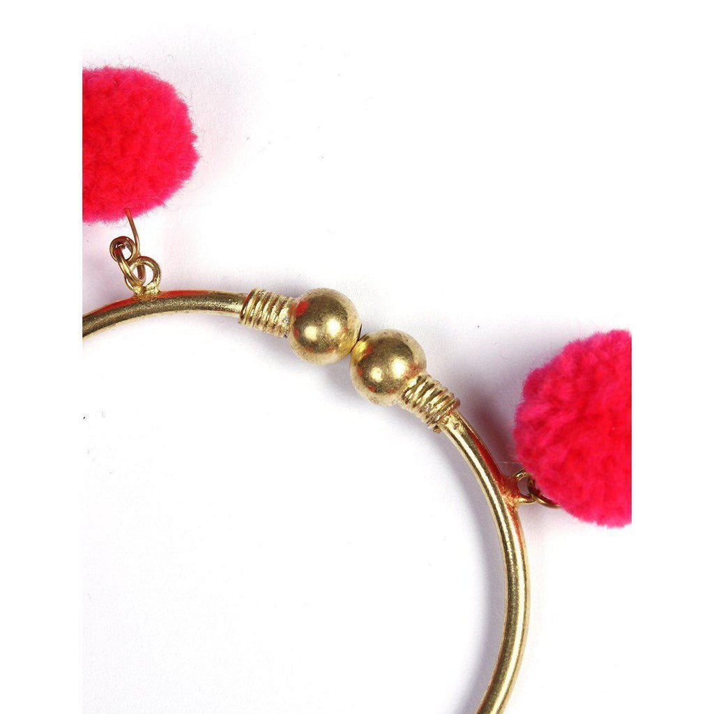 PomPom Brass Cuff Bracelet - Thailand Jewelry La Vie Bien PomPom Brass Cuff Bracelet - Thailand