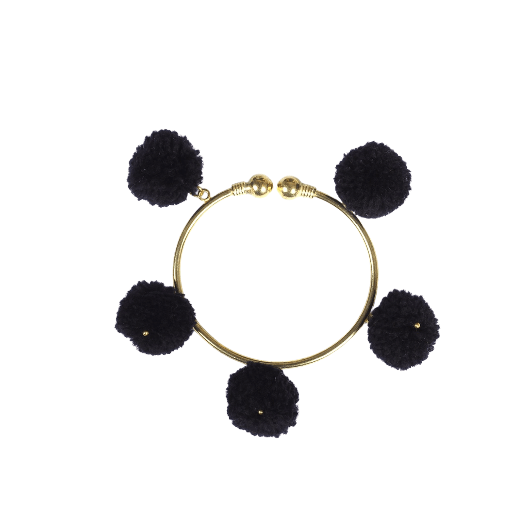PomPom Brass Cuff Bracelet - Thailand Jewelry La Vie Bien PomPom Brass Cuff Bracelet - Thailand