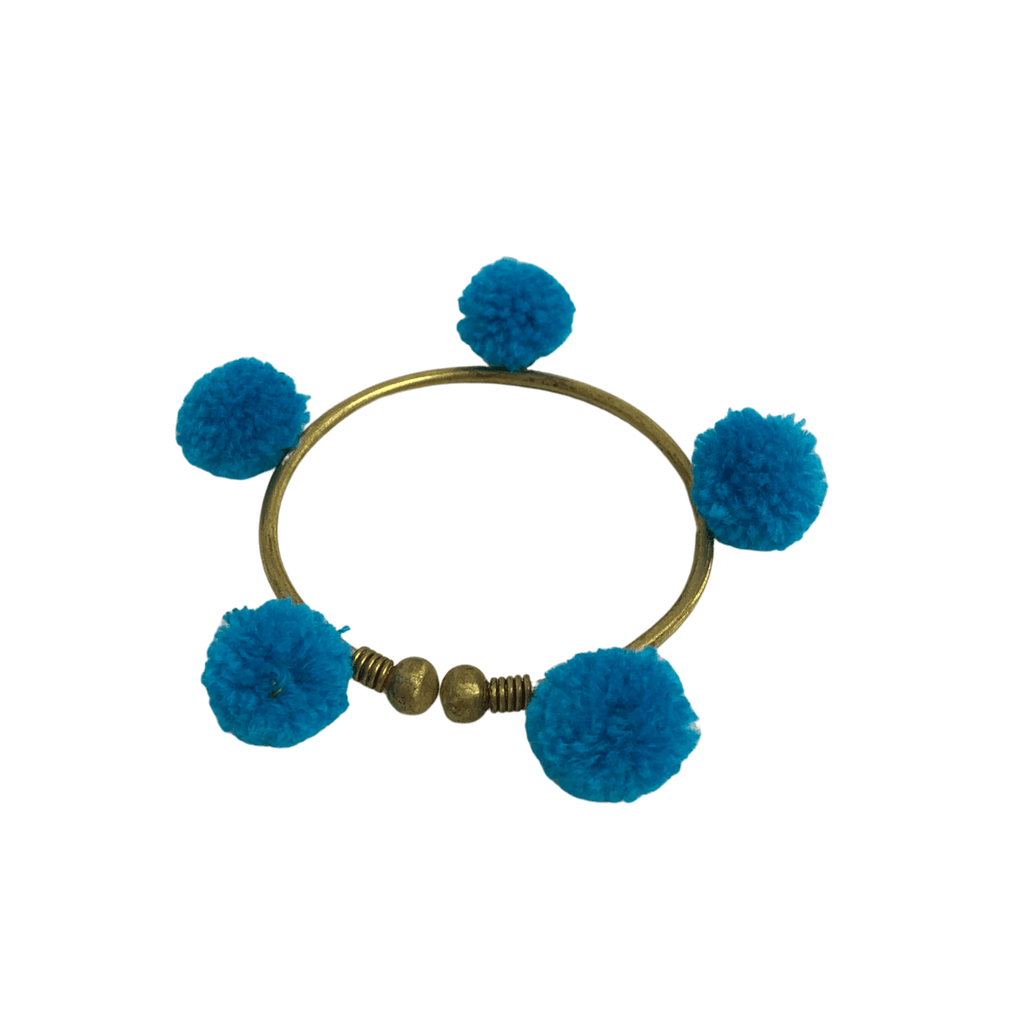 PomPom Brass Cuff Bracelet - Thailand Jewelry La Vie Bien PomPom Brass Cuff Bracelet - Thailand