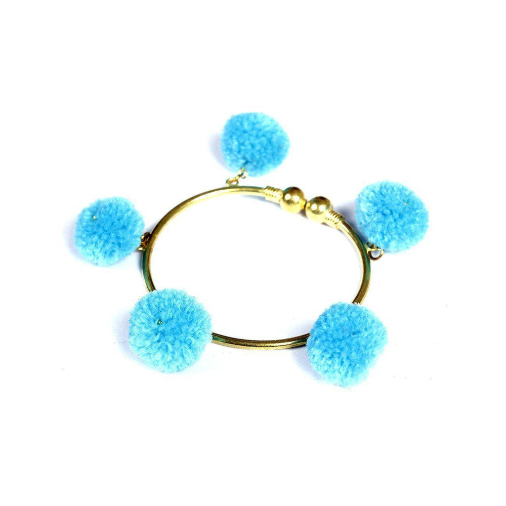 PomPom Brass Cuff Bracelet - Thailand Jewelry La Vie Bien PomPom Brass Cuff Bracelet - Thailand