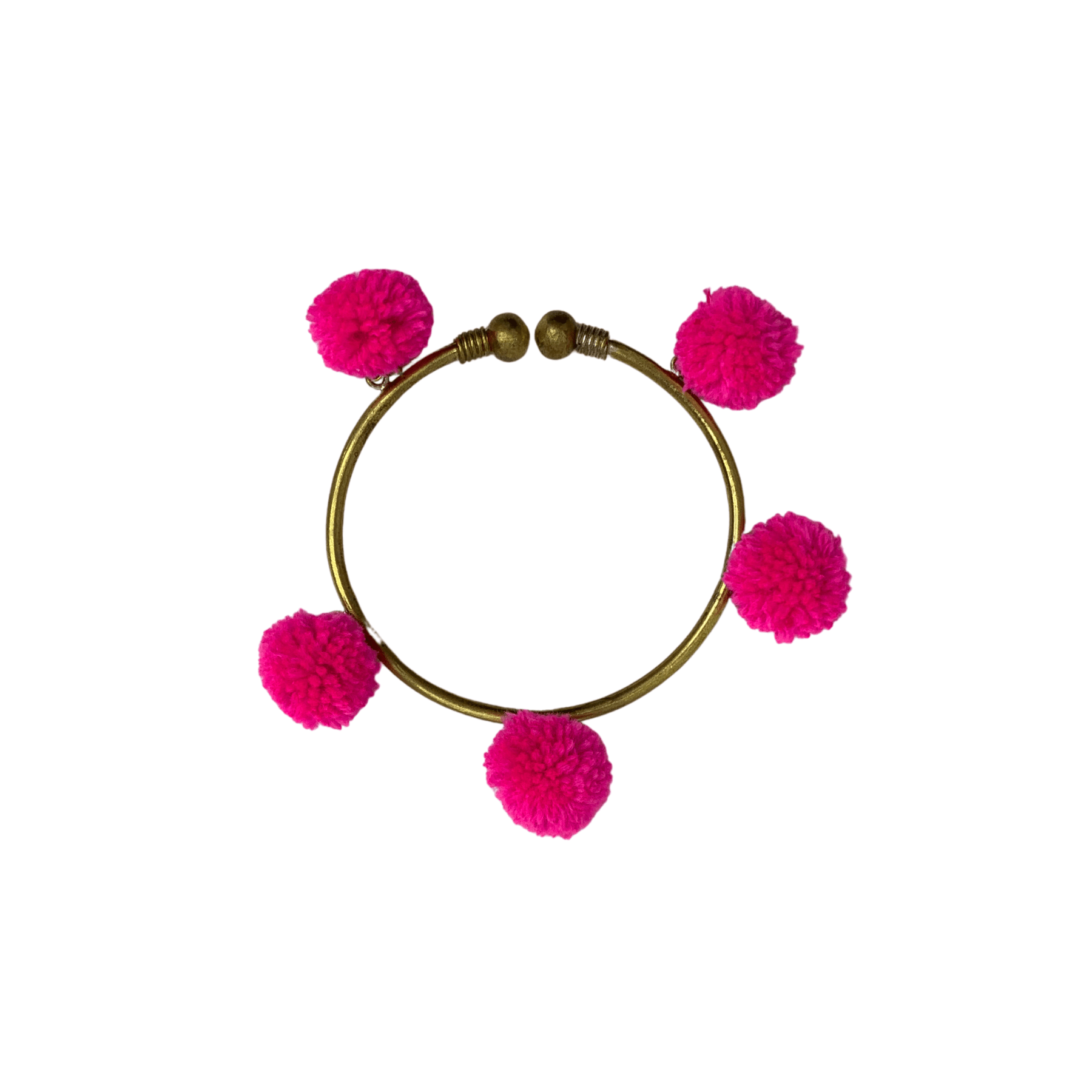PomPom Brass Cuff Bracelet - Thailand Jewelry La Vie Bien PomPom Brass Cuff Bracelet - Thailand