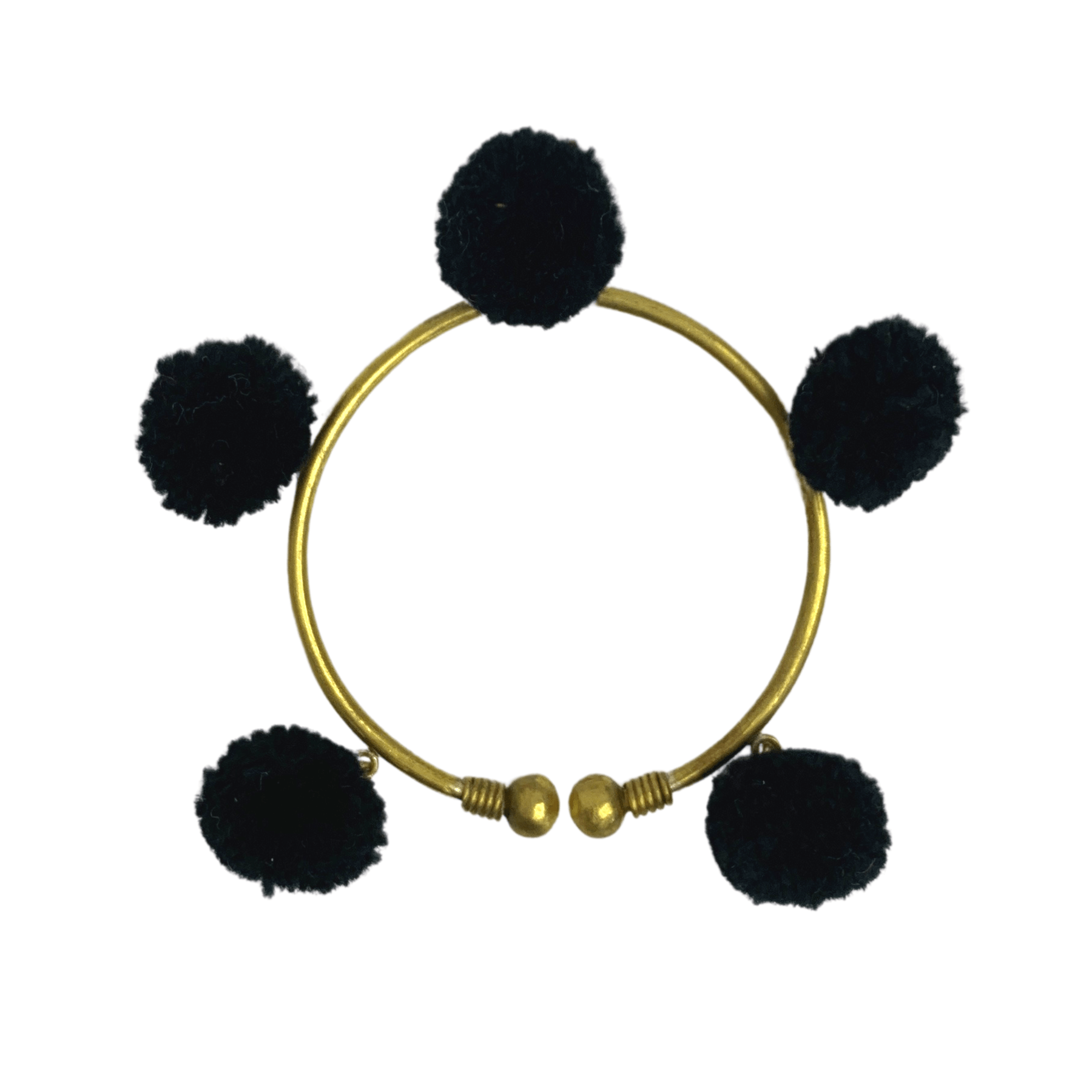 PomPom Brass Cuff Bracelet - Thailand Jewelry La Vie Bien PomPom Brass Cuff Bracelet - Thailand
