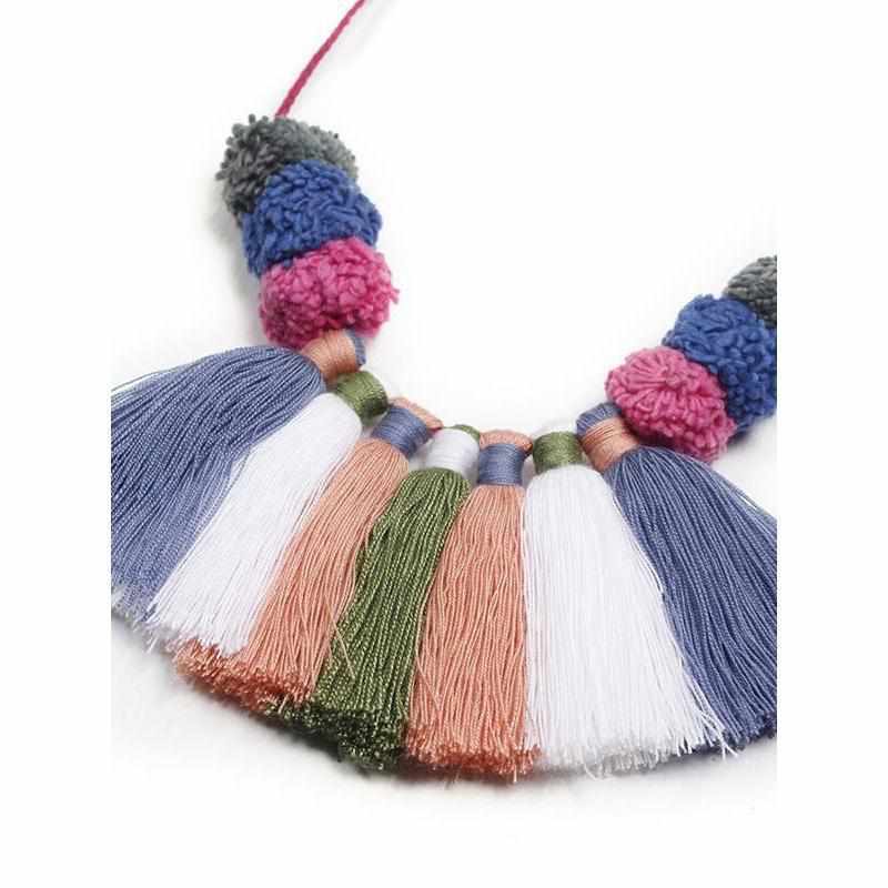 PomPom & Tassels Hmong Necklace - Thailand Jewelry La Vie Bien PomPom & Tassels Hmong Necklace - Thailand