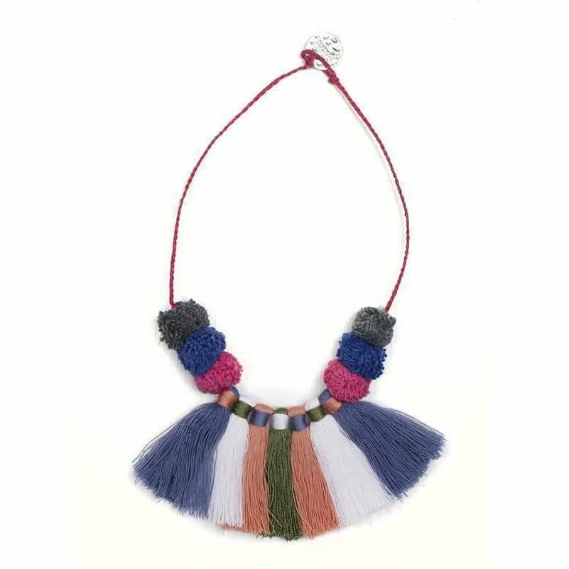 PomPom & Tassels Hmong Necklace - Thailand Jewelry La Vie Bien PomPom & Tassels Hmong Necklace - Thailand
