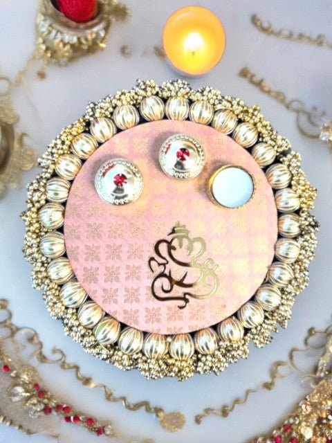 Pooja Thali with Ganesha & Gota Mandir items La Vie Bien Pooja Thali with Ganesha & Gota
