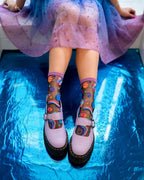 Pop Art Planets Black Sheer Crew Sock by Sock Candy