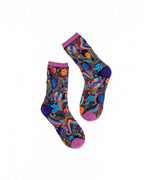 Pop Art Planets Black Sheer Crew Sock by Sock Candy