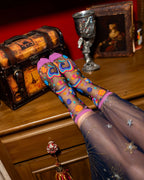Pop Art Planets Black Sheer Crew Sock by Sock Candy