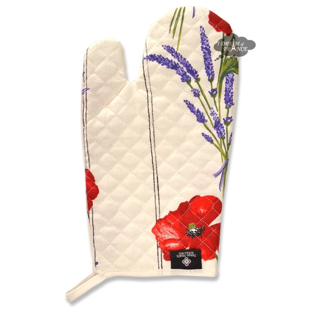 Poppies Cream Cotton Oven Mitt by Tissus Toselli by I Dream of France