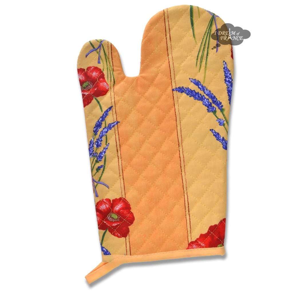 Poppies Yellow Cotton Oven Mitt by Tissus Toselli by I Dream of France