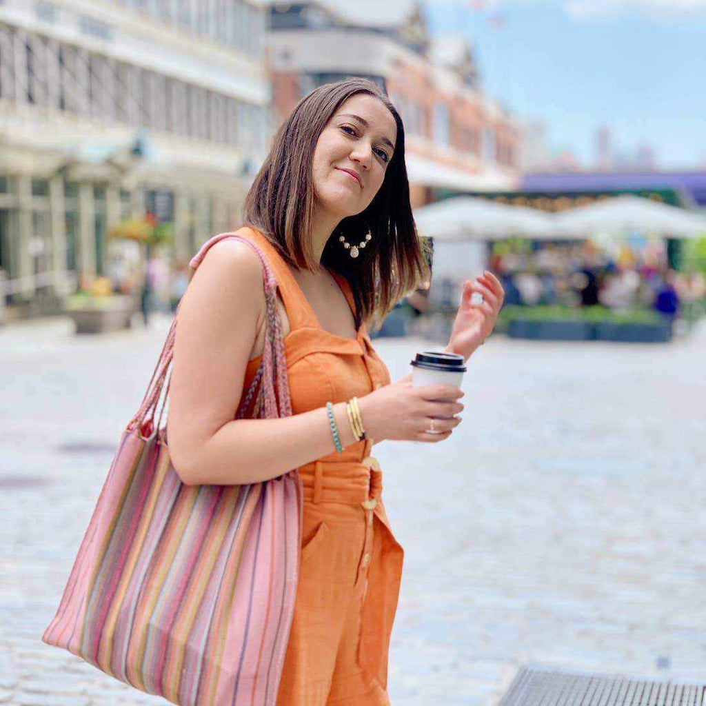 Poppy Woven Striped Tote | Hammock Bag - Mexico Bags La Vie Bien Poppy Woven Striped Tote | Hammock Bag - Mexico