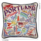 Portland, ME Hand - Embroidered Pillow by CatStudio Pillows La Vie Bien Portland, ME Hand - Embroidered Pillow by CatStudio