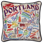 Portland, ME Hand - Embroidered Pillow by CatStudio Pillows La Vie Bien Portland, ME Hand - Embroidered Pillow by CatStudio