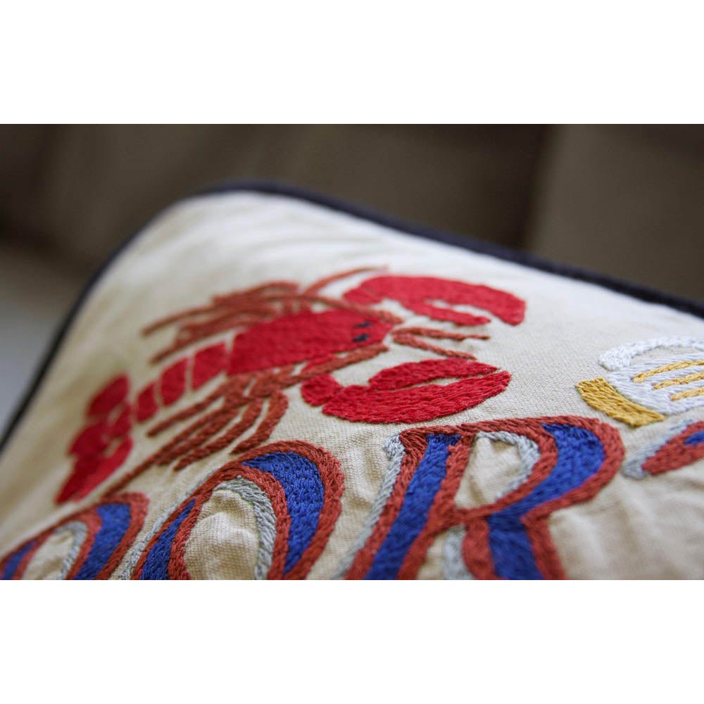 Portland, ME Hand - Embroidered Pillow by CatStudio Pillows La Vie Bien Portland, ME Hand - Embroidered Pillow by CatStudio