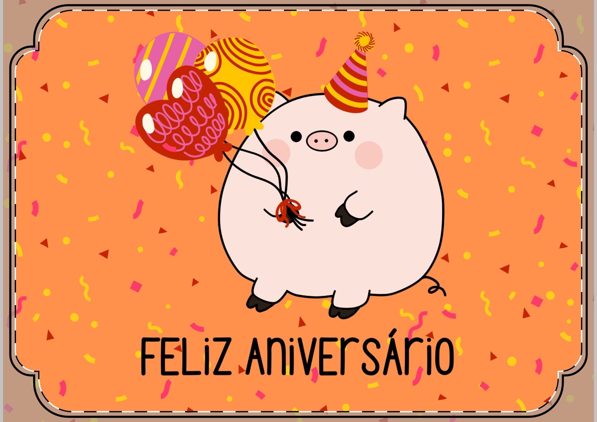 Portuguese piggy flat Birthday Card "Feliz Aniversário" Cute Party Pig Flat Greeting Card (Envelopes Included) Paper products La Vie Bien Portuguese piggy flat Birthday Card "Feliz Aniversário" Cute Party Pig Flat Greeting Card (Envelopes Included)