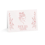 Pour ma tante pink Greeting Card: Floral Line Art Design, elegant feminine birthday card for French aunt, gift for tante, stationery by Printify
