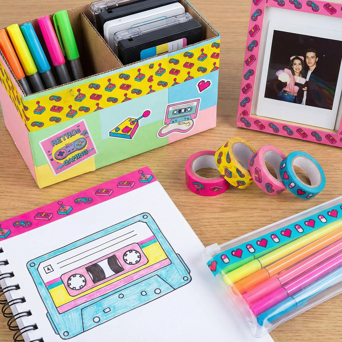 Power Up Decorative Washi Tape in Set of 4 | 90's Y2K Retro Washi Tape La Vie Bien Power Up Decorative Washi Tape in Set of 4 | 90's Y2K Retro