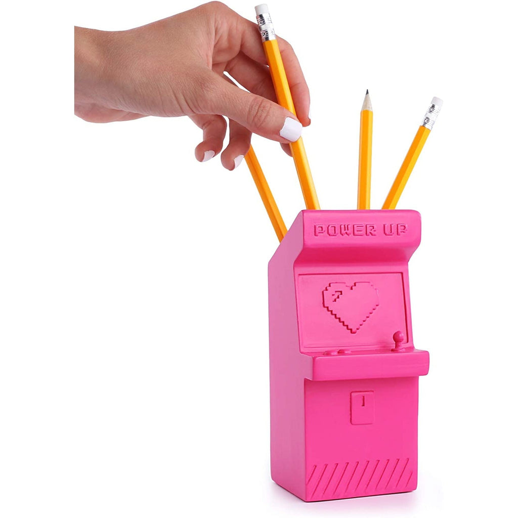 Power Up Retro Arcade Style Pen Pot | Pencil Cup in Hot Pink Desk Accessories La Vie Bien Power Up Retro Arcade Style Pen Pot | Pencil Cup in Hot Pink