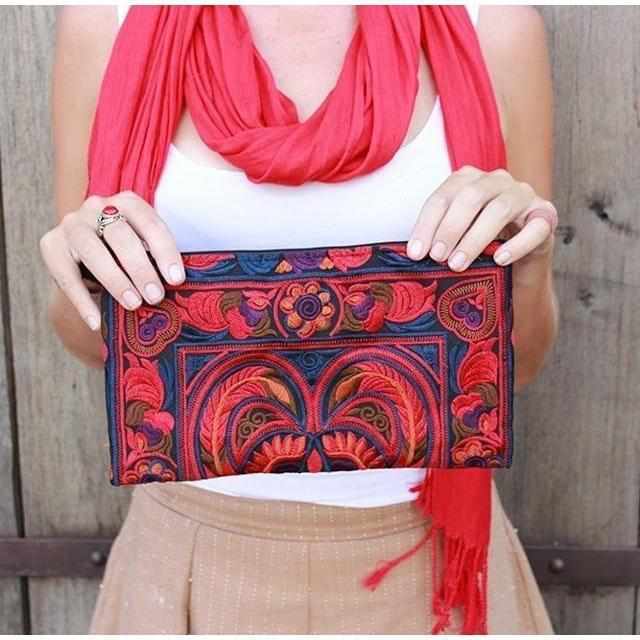 Prani Embroidered Hmong Wristlet - Thailand Bags La Vie Bien Prani Embroidered Hmong Wristlet - Thailand
