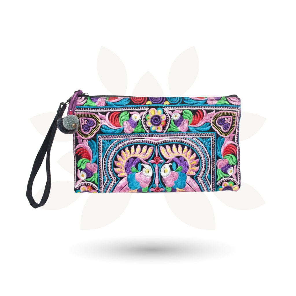 Prani Embroidered Hmong Wristlet - Thailand Bags La Vie Bien Prani Embroidered Hmong Wristlet - Thailand