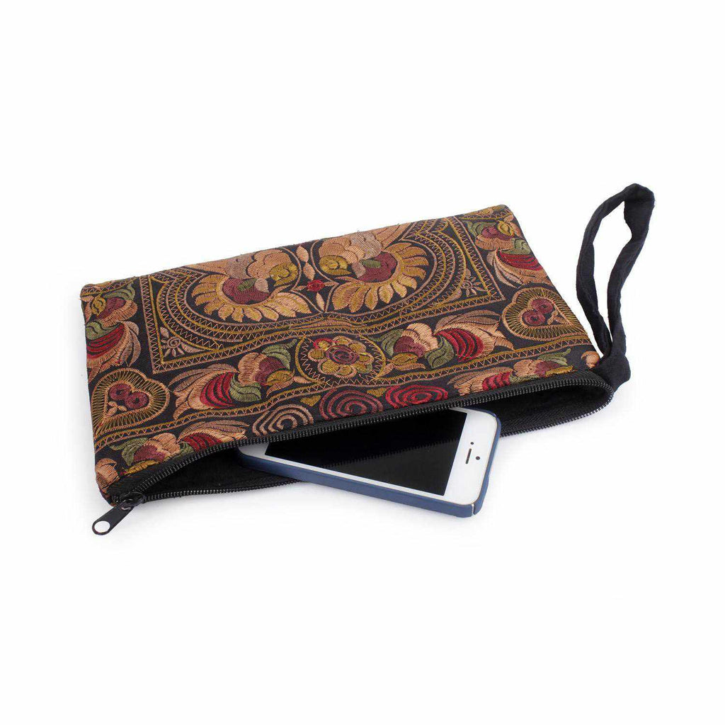 Prani Embroidered Hmong Wristlet - Thailand Bags La Vie Bien Prani Embroidered Hmong Wristlet - Thailand