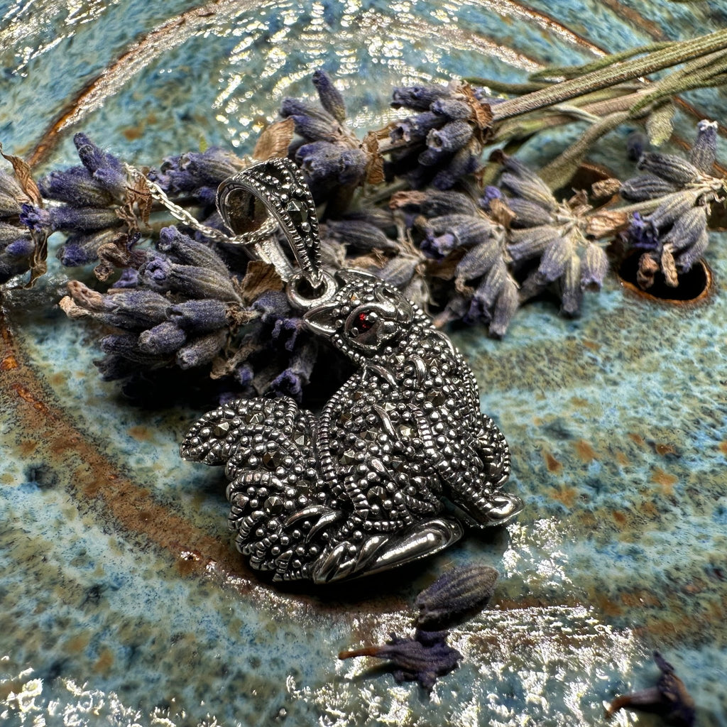 Precious Marcasite Cat Necklace in Sterling Silver Pendant La Vie Bien Precious Marcasite Cat Necklace in Sterling Silver