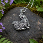 Precious Marcasite Cat Necklace in Sterling Silver Pendant La Vie Bien Precious Marcasite Cat Necklace in Sterling Silver
