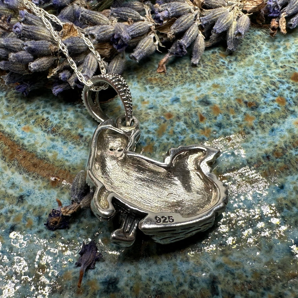 Precious Marcasite Cat Necklace in Sterling Silver Pendant La Vie Bien Precious Marcasite Cat Necklace in Sterling Silver