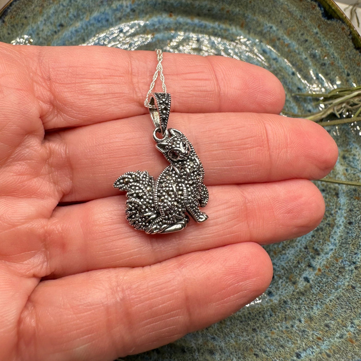 Precious Marcasite Cat Necklace in Sterling Silver Pendant La Vie Bien Precious Marcasite Cat Necklace in Sterling Silver