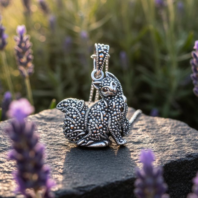 Precious Marcasite Cat Necklace in Sterling Silver Pendant La Vie Bien Precious Marcasite Cat Necklace in Sterling Silver