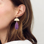 Prescott Purple Jasper Golden Drop Earrings by Barse Jewelry