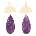 Prescott Purple Jasper Golden Drop Earrings by Barse Jewelry