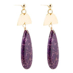 Prescott Purple Jasper Golden Drop Earrings by Barse Jewelry