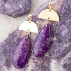 Prescott Purple Jasper Golden Drop Earrings by Barse Jewelry