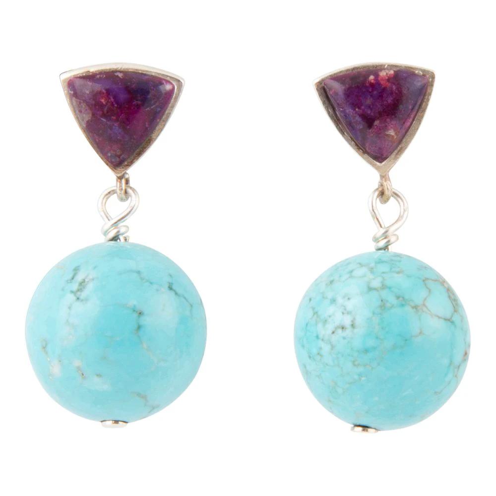 Prescott Purple Turquoise Sterling Silver Drop Earrings by Barse Jewelry