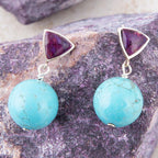 Prescott Purple Turquoise Sterling Silver Drop Earrings by Barse Jewelry
