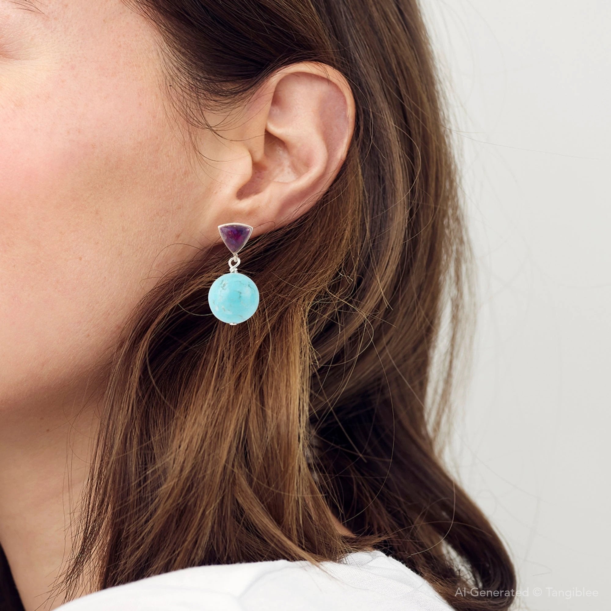 Prescott Purple Turquoise Sterling Silver Drop Earrings by Barse Jewelry