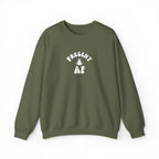 Present AF embroidered Crewneck Sweatshirt — Mindful Meditation Graphic Crew by Printify