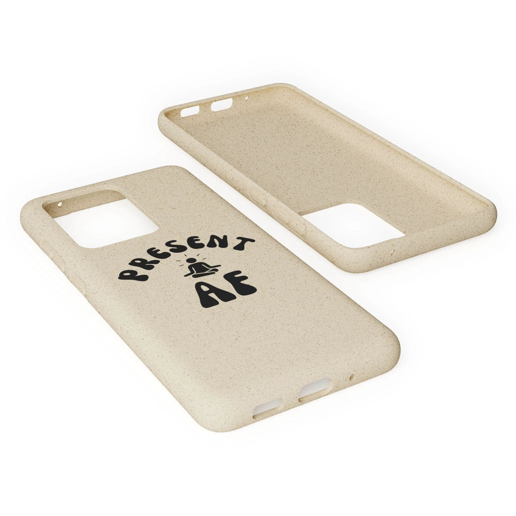 Present AF eco friendly meditation phone case, biodegradable iPhone Samsung cell cover by Printify