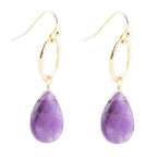 Pretty Drops of Purple Amethyst Golden Drop Earrings by Barse Jewelry