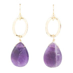 Pretty Drops of Purple Amethyst Golden Drop Earrings by Barse Jewelry
