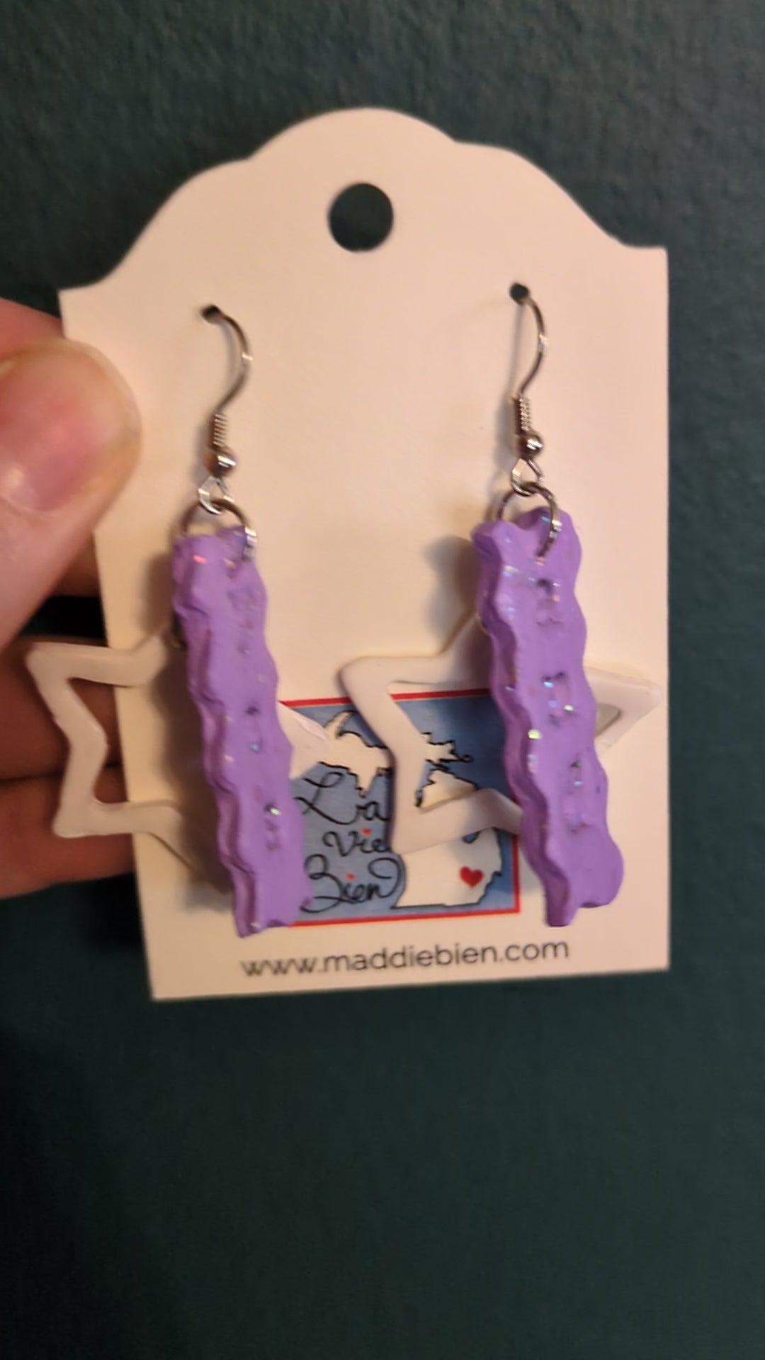 Handmade Sparkly Purple Dangle Earrings: Improv Gift