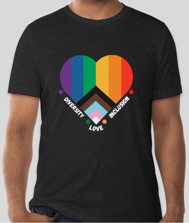 Pride Heart T-Shirt (Black) by RainBee Designs LLC