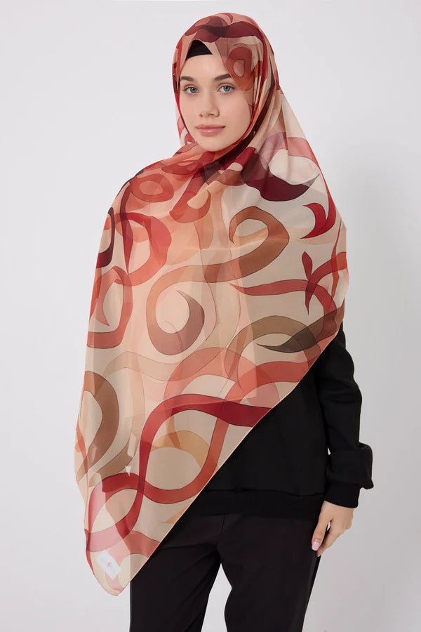 Printed Chiffon Hijab - Shape of Thoughts La Vie Bien Printed Chiffon Hijab - Shape of Thoughts