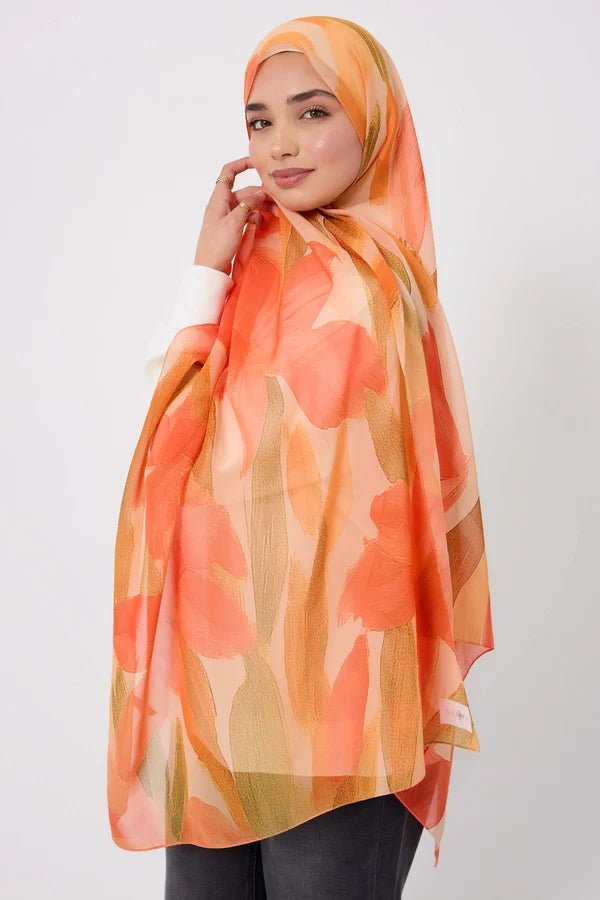 Printed Chiffon Hijab - Summer Iris La Vie Bien Printed Chiffon Hijab - Summer Iris