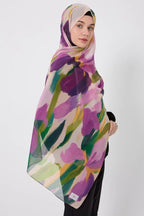 Printed Chiffon Hijab - Summer Iris La Vie Bien Printed Chiffon Hijab - Summer Iris