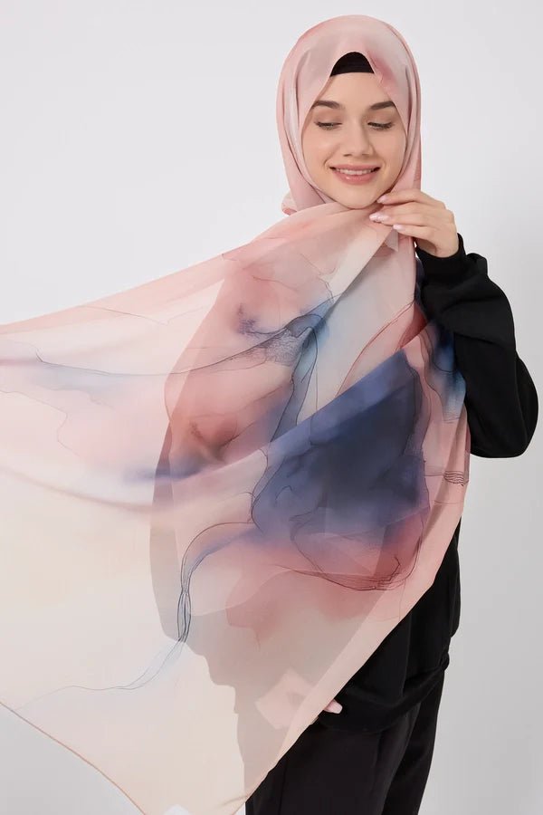 Printed Chiffon Hijab - Where I Begin La Vie Bien Printed Chiffon Hijab - Where I Begin