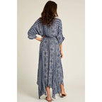 Printed Stripe Kimono Sleeve Maxi Dress [Available in Small and Large Only] by The Bullish Store