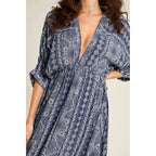 Printed Stripe Kimono Sleeve Maxi Dress [Available in Small and Large Only] by The Bullish Store